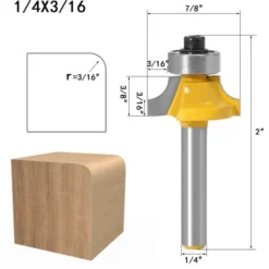 4PCS Routeur De Arrondi Coin Rond, Fraises De Porte D'entrée Avec Tige De 1/4" - Outil De Bordure Pour Fraise à Bois - Adélala -Toupie Soldes 66381709 3