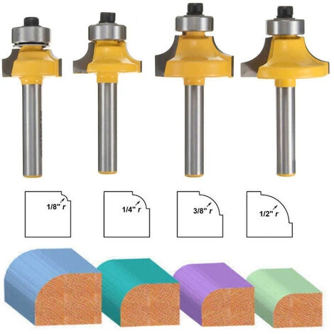 4PCS Fraises à Arrondir les Coins 6.35mm - Rayons 7.92mm/6.35mm/4.76mm/3.18mm pour Défonceuse, Affleureuse et Toupie - Adélala 5 4PCS Fraises à Arrondir les Coins 6.35mm - Rayons 7.92mm/6.35mm/4.76mm/3.18mm pour Défonceuse, Affleureuse et Toupie - Adélala – Image 3