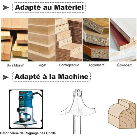 4PCS Fraises à Arrondir les Coins 6.35mm - Rayons 7.92mm/6.35mm/4.76mm/3.18mm pour Défonceuse, Affleureuse et Toupie - Adélala 7 4PCS Fraises à Arrondir les Coins 6.35mm - Rayons 7.92mm/6.35mm/4.76mm/3.18mm pour Défonceuse, Affleureuse et Toupie - Adélala – Image 5