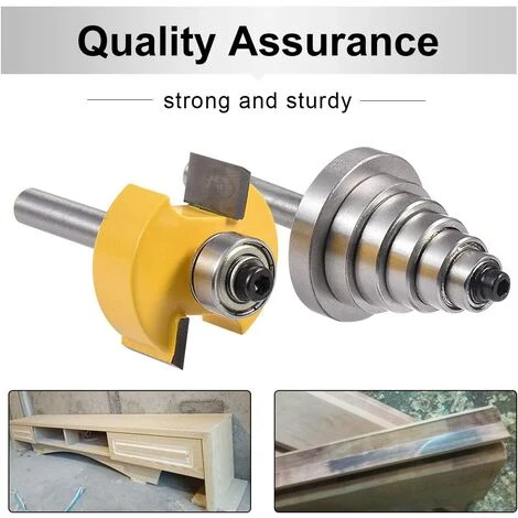 Mèche De Routeur à Feuillure 1/4'' avec 6 Roulements Réglables - Fraise à Rainurer en Carbure Cimenté pour Travail du Bois - Adélala 6 Mèche De Routeur à Feuillure 1/4'' avec 6 Roulements Réglables - Fraise à Rainurer en Carbure Cimenté pour Travail du Bois - Adélala – Image 4