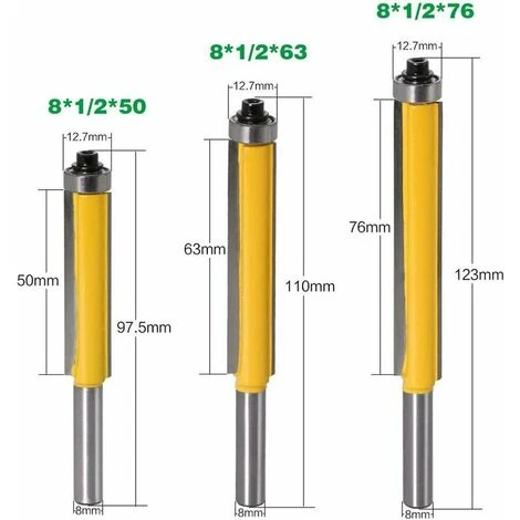 FLETÉÇA 3 Pcs Fraise à Bois Extra-longue pour Défonceuse, Affleureuse et Toupie - Poignée de 8mm 4 FLETÉÇA 3 Pcs Fraise à Bois Extra-longue pour Défonceuse, Affleureuse et Toupie - Poignée de 8mm – Image 2