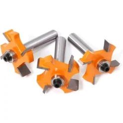 MÈRE ÉTERNEL 3pcs Fraise à Bois T-Forme 8mm - Set de 4 Lames pour Défonceuse, Affleureuse et Toupie - Lames Hauteur 6mm, 8mm, 10mm - Outil de Travail du Bois Orange