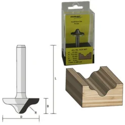 FAMAG Fraise à Profil D. 27 mm Ht. 11,2 mm R6°/5° Lt. 51 mm Queue de 8 mm - Fraise pour Défonceuse, Affleureuse et Toupie