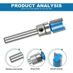GGNRALNY Fraise Défonceuse Droite, 3PCS 1/4" Mèches de Routeur en Bois de Carbure, Outil de Menuiserie avec Roulement Supérieur -Toupie Soldes 67354671 2