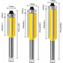 TANÈTUE 3 Pièces Fraise Défonceuse, Tige 4 Flûte avec Roulement Supérieur - Carbure pour Menuiserie et Bricolage 8 TANÈTUE 3 Pièces Fraise Défonceuse, Tige 4 Flûte avec Roulement Supérieur - Carbure pour Menuiserie et Bricolage -Toupie Soldes 67427595 2