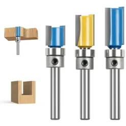 MÈRE ÉTERNEL Fraise Défonceuse Droite, 3PCS 1/4" Mèches de Routeur en Bois de Carbure, Outil de Menuiserie avec Roulement Supérieur -Toupie Soldes 67622068 5