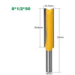 ENLENK 3Pcs Fraises de Fraisage Extra Longues 8mm - Fraise à Bois Droite pour Défonceuse, Affleureuse et Toupie - 8mm x 1/2" x 50.8mm, 63mm, 76mm -Toupie Soldes 67683373 3