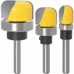 ENLENK Fraise à Billes 1/4" avec Tige et Coque - Jeu de 3 Pièces pour Défonceuse, Affleureuse et Toupie