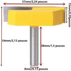 Fraise Défonceuse LLOVE 8mm - Rabotage de Surface, Nettoyage de Fond, Rainure en T - Lame Jaune, 8x57mm -Toupie Soldes 67890599 2