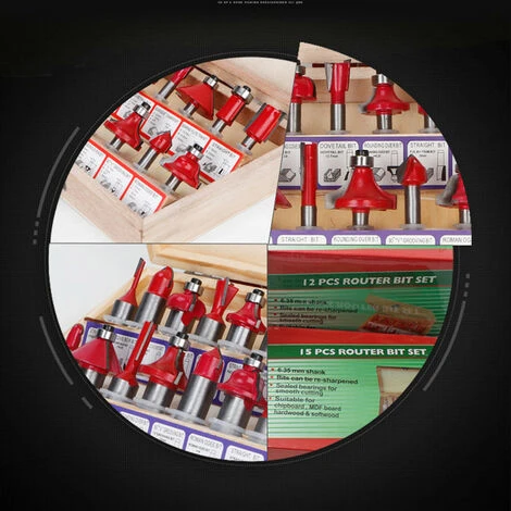 Jeu de 12 Fraises à Défonceuse 1/4" OYLDA TCT - Bleu | Porte-outils De Toupie 4 Jeu de 12 Fraises à Défonceuse 1/4" OYLDA TCT - Bleu | Porte-outils De Toupie – Image 2