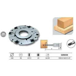 Leman - Porte-outils à Rainer Extensible 160x50x4/7,5 Z8+V4 - 950.9.160.51.47 | Porte-outils De Toupie Professionnel