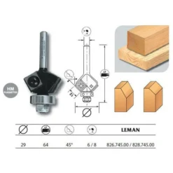 Leman - Mèche D'affleureuse 2 Plaquettes Diam. 29 Pente 45° Q.6 + Guide - 826.745.00 | Fraise Pour Défonceuse, Affleureuse Et Toupie